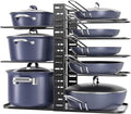 Pots and Pans Organizer Under Cabinet 14.6", 8-Tier Adjustable Rack | 3 DIY Modes, Tool-Free Assembly, Fits 6–11" Lightweight Cookware, For Kitchen Cabinets, Shelves & Countertops Pot Organizer by ORDORA