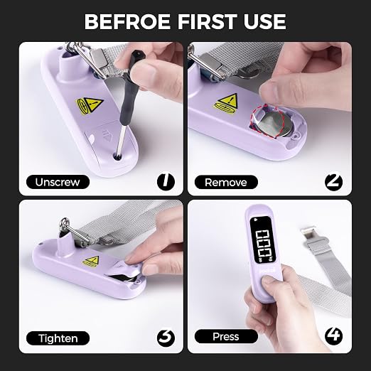 pack all Digital Luggage Scale for Travel, 110Lbs Capacity, 0.1Lb Precision | Handheld, Backlit LCD Display, Lb/Kg/Oz Conversion, Tare Function, Battery Included, Purple - Image 9