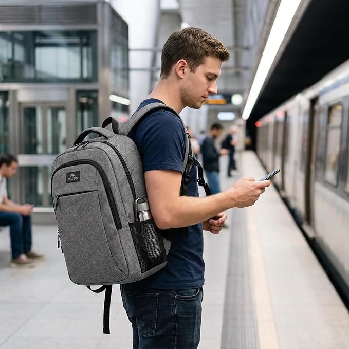 MATEIN Grey 17 Inch TSA Friendly Travel Laptop Backpack for Women and Men | Water Resistant, Flight Approved, Big Weekender Carry On Backpack, Luggage Sleeve, Business Meetings, College and Daily Use - Image 8
