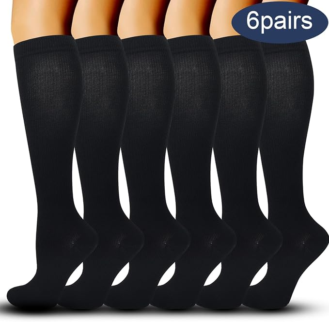3 Pairs Compression Socks for Women Men 15-20 mmHg | Knee High Compression Stockings Soft Nylon Support Socks for Athletic Running Travel Office Daily Wear & Muscle Recovery - Image 7