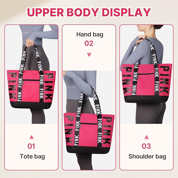 Boomistry Travel Tote Bag for Women, Large Waterproof Beach Bag for Daily | 17L Tote Bag with Zipper, Travel Handbags For Daily, College, Work, Shopping - Image 8