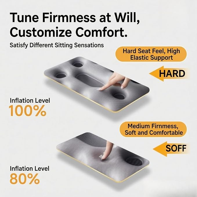 Bogey's Antidote Upgrade Airplane Seat Cushion - lightweightInflatable Travel Cushion for Long Flights, Non-Slip, Washable, with Storage Bag (Grey) - Image 3