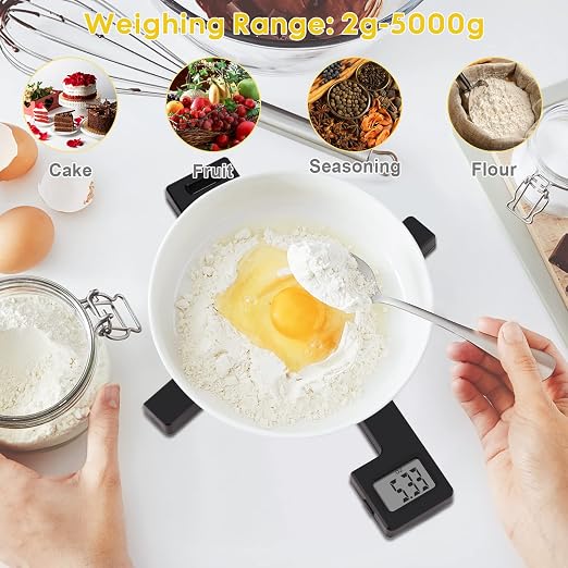 Compact Folding Digital Kitchen Scale, Highly Accurate Portable Food Scale with LCD Display, Auto Power Off and Tare Features, for Measuring Intake of Healthy Eating People (Black) - Image 6