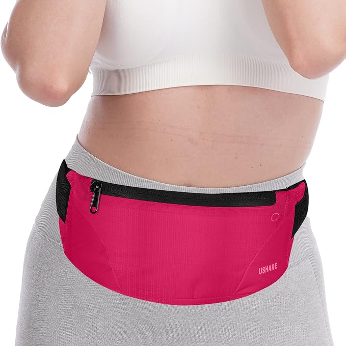 USHAKE Running Belt,Men or Women Ultra Light Bounce Free Waist Pouch Bag Fitness Workout Belt Sport Waist Pack Exercise Waist Bag for iPhone Samsung LG in Running Gym Marathon (Red) - Image 8