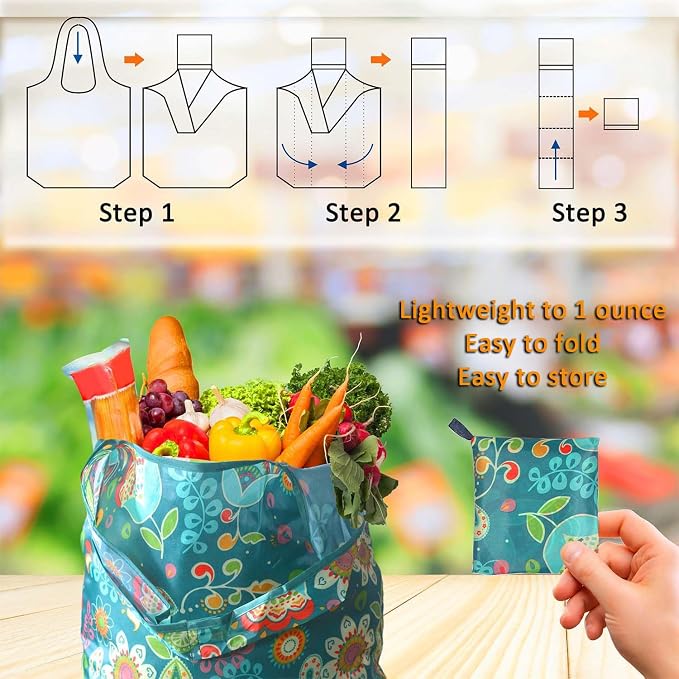 Tote Bag, 4 Pack 50Lbs Reusable Grocery Bags Gift For Women, Bulk Foldable Shopping Totes With Handles, Stylish Large Boho Tote Bags, Portable Market Cloth Storage Bags, Lightweight Heavy Duty - Image 4