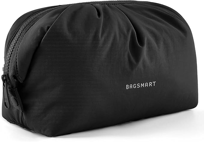 BAGSMART Makeup Bag Travel Toiletry Bag, Wide-open Zipper Pouch | Puffy Padded, Travel Essentials, Make Up Bag, For Women, Makeup Organizer, Toiletries Accessories Brushes by BAGSMART