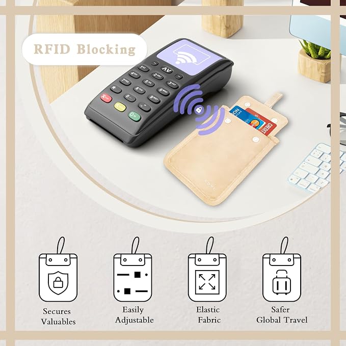 YOYI YOYI RFID Blocking Bra Wallet Neck Strap Secret Stash Pocket Cash Card | Skin-friendly fabric so thin it disappears inside your bra, RFID blocking keeps cards and cash secure from theft on the go - Image 2