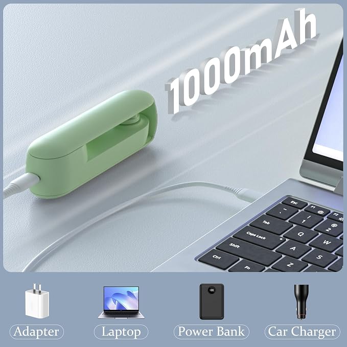 Portable Handheld Fan, 2 IN 1 Mini Hand Fan, Battery Operated [8-15 Working Hours], USB Rechargeable Personal Foldable Fan for Indoor, Small Pocket Fans Travel Essentials for Outdoor (Green) - Image 8