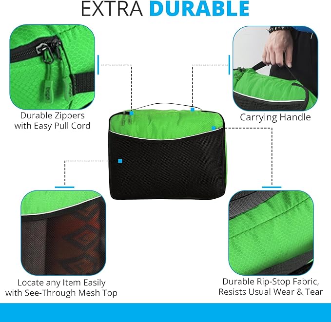 bago 7 Pcs Packing Cubes for Travel - 4 Travel Packing Cubes for Suitcases with 3 ZipLock Bags - Luggage Organizer Bags to Get Maximum Storage, Save Time & Effort to Pack (Green Red PurpleYellow) - Image 3