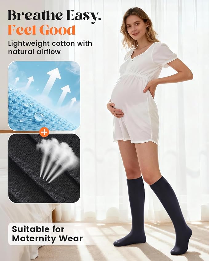 LEVSOX Cotton Compression Socks for Women Men 20-30 mmHg Knee High Cute Support Sock for Nurses Flying Pregnancy - Image 4