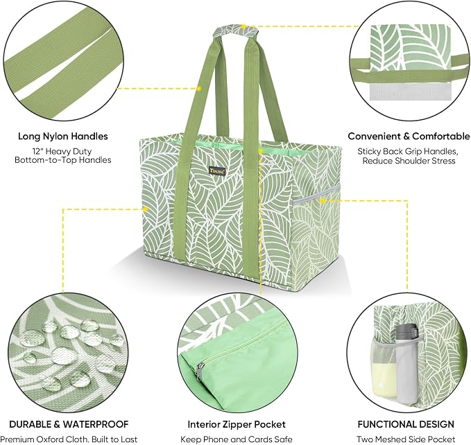 BALEINE Soft 9 Gallon Extra Large Utility Tote, Foldable Reusable Storage Bag (Antique Foliage) - Image 6