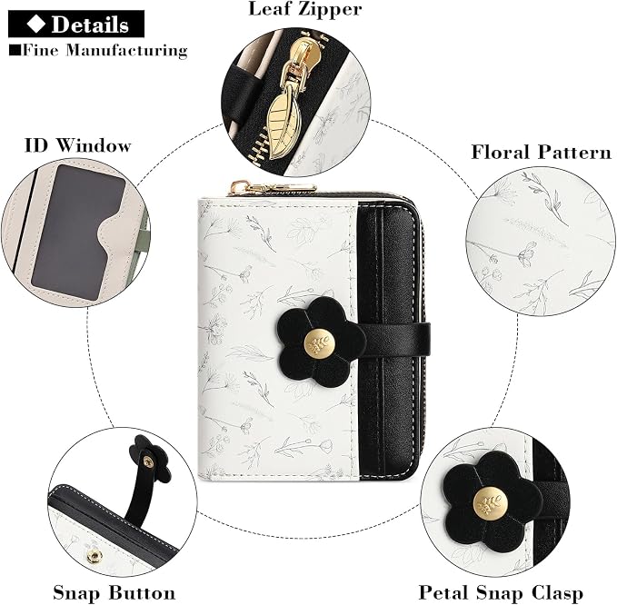 Small Wallet for Women Rfid Bifold Leather Card Holder Wallet With Zipper Pocket - Image 5