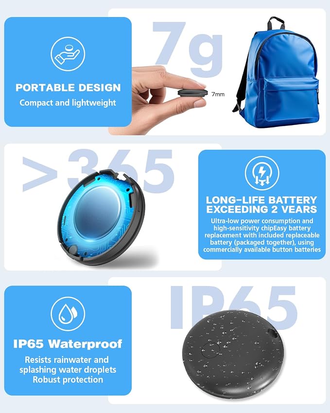 Air Tags for Android,Air Tags-4 Pack Android,2 Year Battery Life,Air Tracker Tags with 4 Case,Google Find Trackers for Google'S Find Hub App,IP65 Waterproof Luggage Tracker for Keys - Image 4