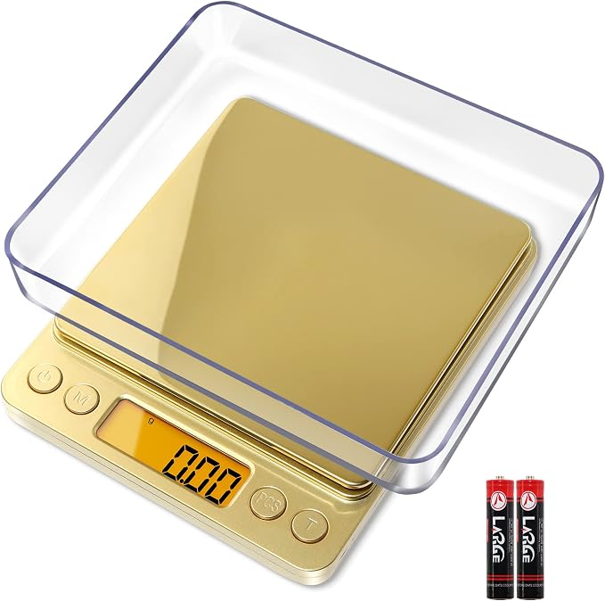 Fuzion Digital Scale .01 Gram Accuracy, 500g Small Kitchen Food Scales | 2 Trays Included for Jewelry, Gold, Herb, Powder, Spice, Coffee, Coin - Weight Gram and Oz by Fuzion%C2%AE