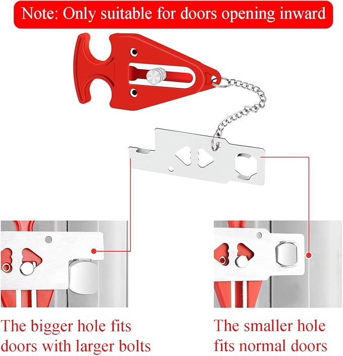 Portable Door Lock for Travel, No-Drill Hotel Security Lock -1 Pack | Extra Privacy Protection, Durable Stainless Steel Build, Dual-Slot Door Compatibility, Emergency Quick Release - Image 3