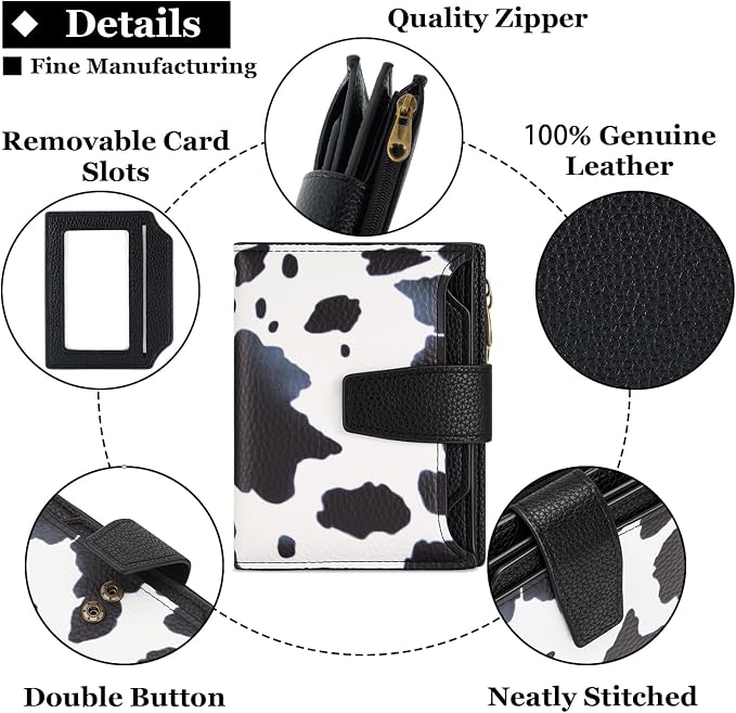 Small Wallet Women RFID Blocking Soft Leather Bifold Compact Card Holder Wallet for Women with Zipper Coin Pocket 4 ID Window - Image 5