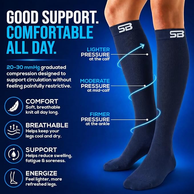 SB SOX Compression Socks for Men & Women (20-30mmHg) | Best Quality Compression Socks for Flying, Medical, Sports, Wide Calf Fit, Pregnancy, and Daily Wear. Trusted since 2016. - Image 4