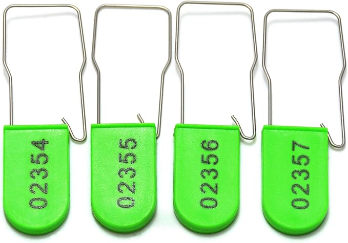 100pcs Security Metal Wire Padlocks, Plastic Security Seals Disposable Anti-Tamper Tag Locks with Numbered Anti Tamper Tag Hasps (Green, 100pcs) - Image 8