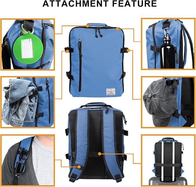 Small Carry-on Backpack Flight Approved Lightweight Casual Laptop Backpack MacBook Pro 16 Travel Gym Sport Daypack, Light Blue - Image 4