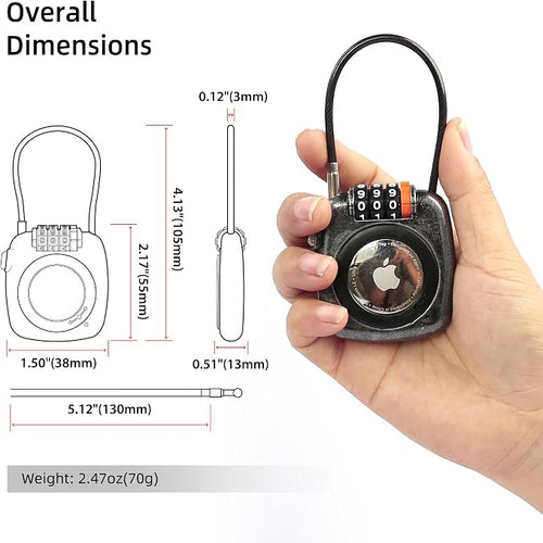 AirTag Holder for Luggage Tracking, Compatible with Apple AirTag Holder, Combination Lock Air Tag Case for Keychain, Kids, Car, Suitcase, Backpack Anti-Lost Tracking, GPS Tracker Tag Case - Image 2