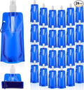 Teenyyou 24 Pack Collapsible Water Bottles Bulk 16oz Foldable Water Bottles with Carabiner Reusable Drinking Leak Proof Container Bags for Sport Biking Hiking Camping Travel Outdoor (Blue) by Teenyyou