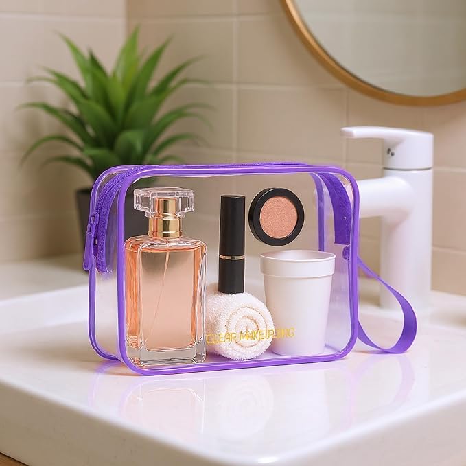 Icramsy Clear Makeup Bag,2 Pack TSA Approved Toiletry Bag for Women & Men | Portable Handheld Design, Waterproof, Airport Airline Compliant, Clear Toiletry Cosmetic Bag - Image 7