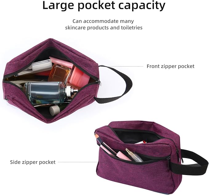 Icramsy Travel Toiletry bag Toiletry bag for women men Hanging Cosmetic bag Travel accessories for Women Men (Deep purple) - Image 3