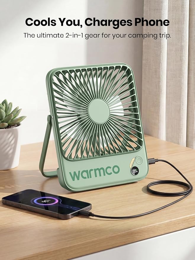 Warmco D3 Portable Travel Fan 10000mAh, Ultra-Slim, 24H Runtime | Quiet 7-Inch Rechargeable Desk Fan, Digital Display For Camping, Office, Bedroom & Cruise - Image 5