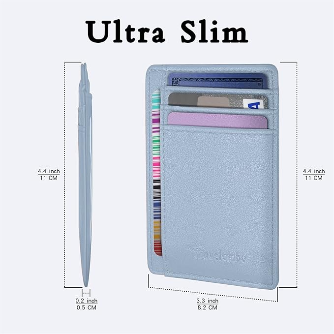 Travelambo Front Pocket Minimalist Leather Slim Wallet RFID Blocking Medium Size - Image 6