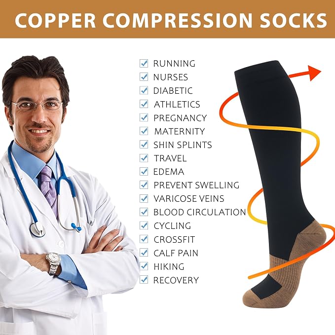 hello momoya Compression Socks for Women Men Circulation Knee High 8 Pairs for Nurses, Running, Travel, Athletic - Image 2