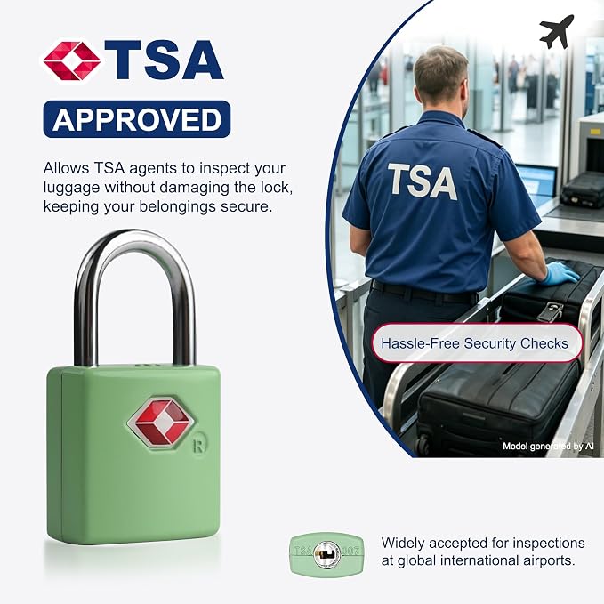 TSA Locks for Luggage, Luggage Locks TSA Approved 4 Pack for International Travel Essentials, Small Padlock with Key, Mini Padlock for Bag, Suitcase, Backpack, Purse Zipper, Case, Drawer - Image 3
