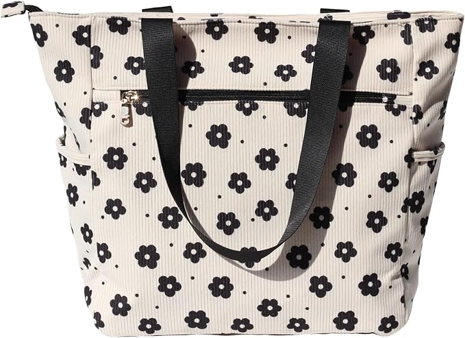 ESVAN Original Floral Tote Bag Large Shoulder Bag with Multi Pockets for Gym Travel Beach Daily Bags - Image 5