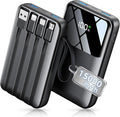 15000mAh Portable Charger Power Bank, Smaller Built-in 4 Cables, 22.5W | 50% More Capacity, 45% Smaller, Slim Travel Essential Battery Pack, 30-Min Fast Charge to 50% for iPhone/Samsung, Black by Unknown