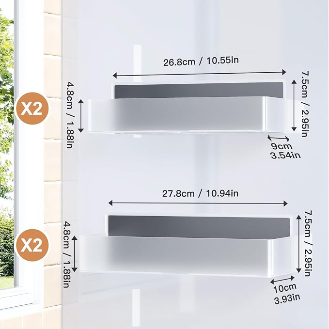 Mystozer Magnetic Spice Rack for Refrigerator, Kitchen Organizer and Storage Shelf, Clear(4 Pack) - Image 2