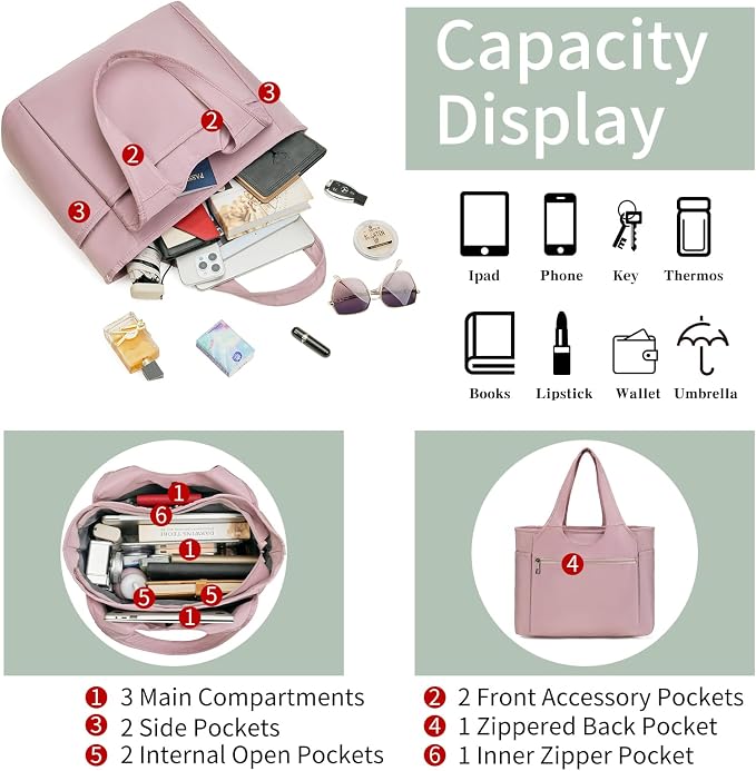 Corduroy Tote Bag for Women Crossbody Bags Lightweight Handbags Shoulder Bag with Zipper Pockets for Work Shopping - Image 4