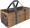 Joyfol Day Extra Large Utility Tote Bag, Reusable Grocery Bags Foldable,Upgraded Metal Frame, With Sturdy Handles Reinforced Bottom Heavy Duty Oxford Fabric Moving Shopping Bags, Leopard Brown by JoyfolDay