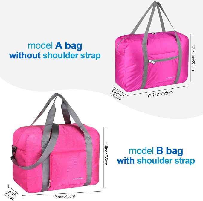 F.FETIVIN Personal item travel bag 17.7x12.6x6.3 for Spirit Airlines Lightweight carry on duffle bag for Gym,Sports,Vacation(Hot Pink) - Image 3