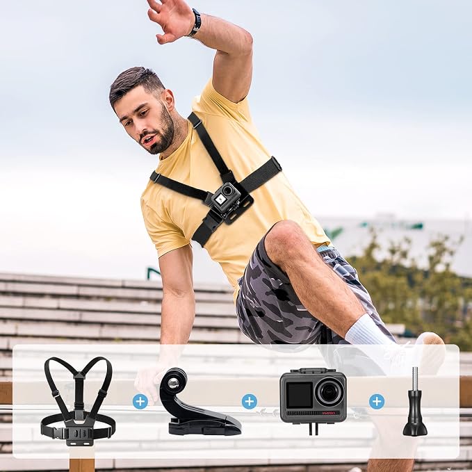 AKASO Action Camera Parkour Kit Compatible with AKASO EK7000/EK7000 Pro/Brave 4/Brave 4 Pro/Brave 7 LE/Brave 7/Brave 8/V50X/V50 Pro/V50 Elite/GoPro Hero 12 11 10 9 8/DJI/Apexcam Action Camera | Including Chest Strap, Head Strap, Chin Strap, Buckle Moun... - Image 3