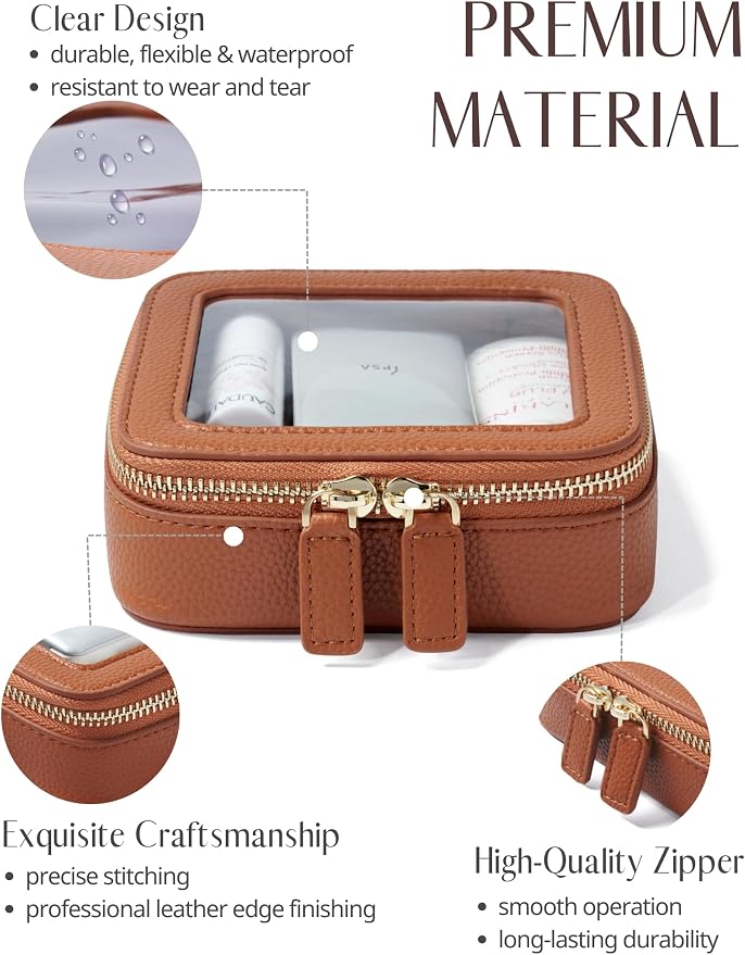 Clear Makeup Bag Toiletry Case Travel Transparent Cosmetic Bag with Zipper, Portable Make Up Organizer Traveling Compact Car Bag for Essentials - Image 2