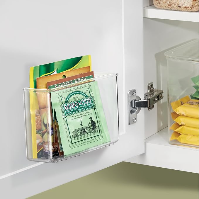 iDesign Adhesive Organizer Bin, Set of 4, Clear | Damage-Free Hanging, For Kitchen, Bathroom, or Office - Image 3