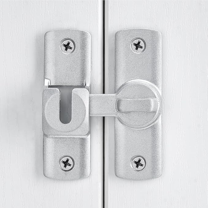 3 Pcs Silvery 90/180 Degree Flip Lock,Aluminum Alloy Barn Door Latch | Right Angle Door Lock Latch,Sliding Door Latches,Flip Gate Latches,for bedroom,garage,drawer,cabinet,window,pet enclosures - Image 6