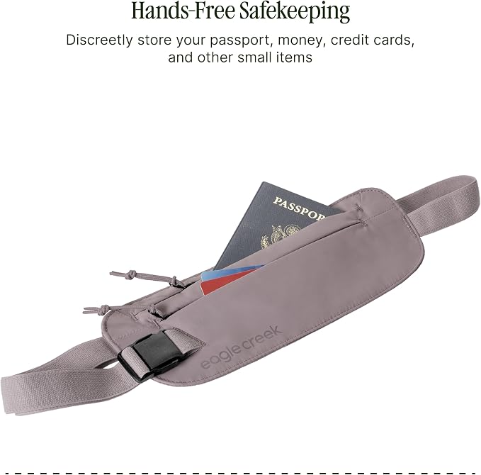 Eagle Creek Undercover RFID Money Belt, Orchid | Slim Travel Waist Pouch with RFID Blocking, Secure Passport, Cards, and Cash, Adjustable Strap, Lightweight and Discreet - Image 4