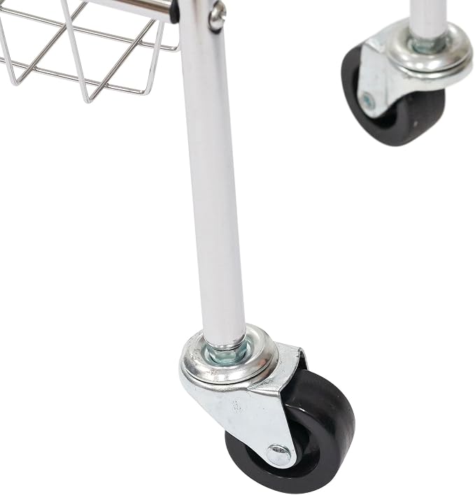 Household Essentials Chrome Iron 3-Basket Storage Cart - Image 5