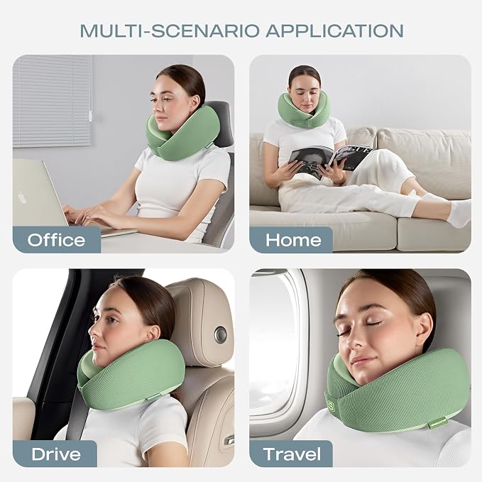 Skechers Women's Memory Foam Neck Pillow, Comfortable & Breathable Travel Pillow,Neck Pillow Airplane for Travel, Car Rides, Home, and Office Use, Ergonomic Design for Men and Women,Green - Image 7