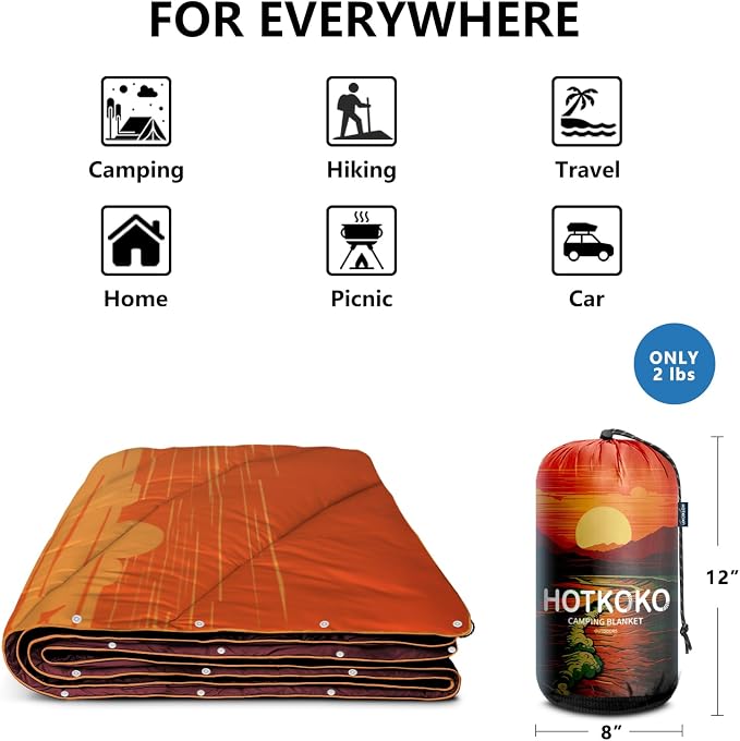 Puffy Camping Blanket,Large Camp Blanket Outdoor Camping Quilt Waterproof | Lightweight Printed Warm Packable Down Alternative Blanket for Camping,Traveling, Stadium, Hiking, Picnics - Image 6