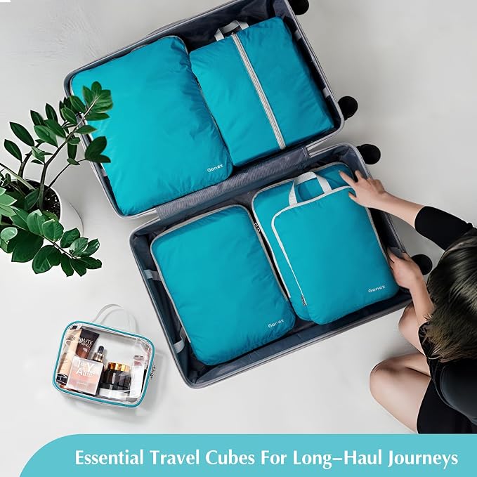 Gonex 6-Piece Compression Packing Cubes with Shoe Bag | Expandable Design, TSA-Approved Toiletry Bag, Ripstop Fabric, Double-Zip Compression, Carry-On Friendly - Image 9