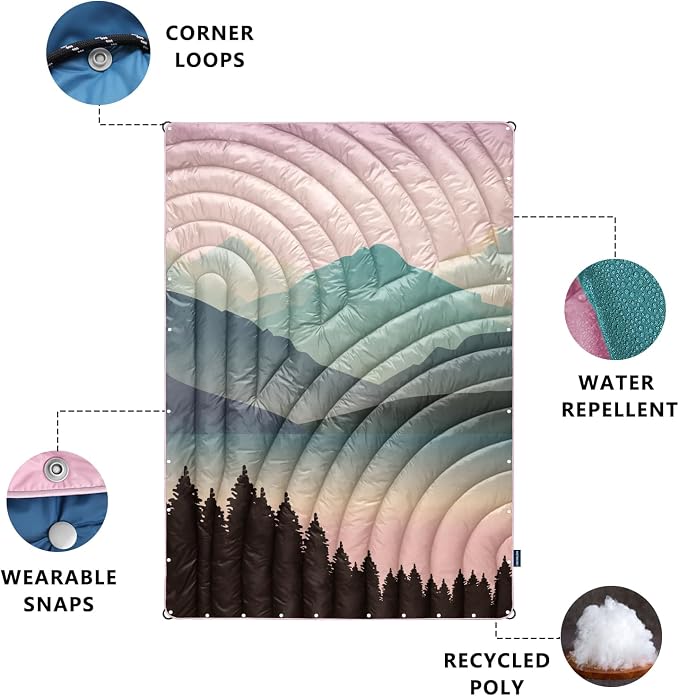 Camping Blanket,Puffy Printed Camping Blanket Lightweight Packable Outdoor Blanket for Camping,Traveling, Stadium, Hiking, Picnics - Image 3