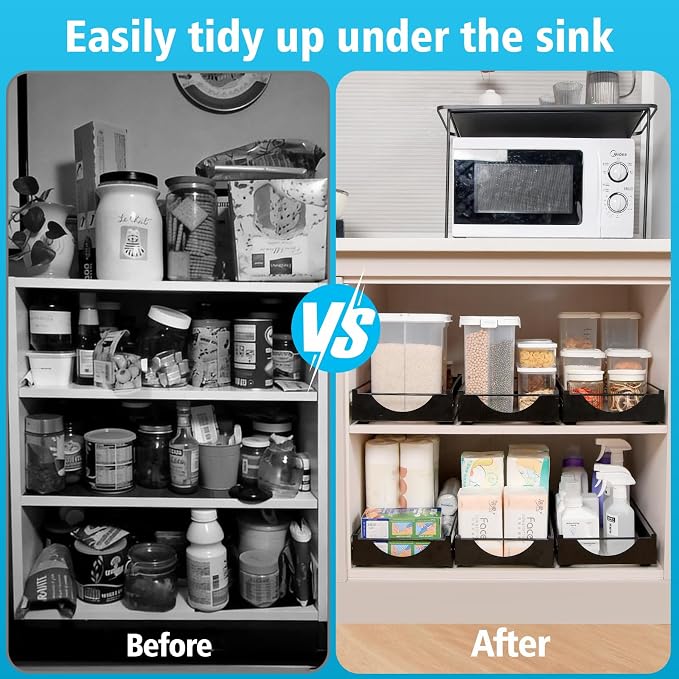 Under Sink Pull Out Organizer, Single-Tier Metal Drawer Slide Out Storage Shelf, No-Drill Nano Adhesive Installation, Fits 16"+ Deep Cabinets for Kitchen Bathroom Pantry Storage - Image 7