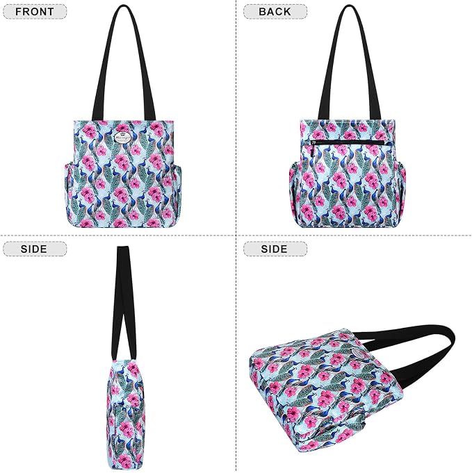 HUA ANGEL Floral Tote Bag - Casual Shoulder Bag Daily Tote Bag with Zipper Gym Travel Shopping Work Handbag for Women - Image 6