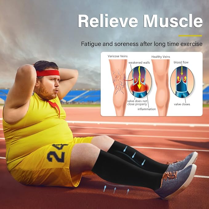 Diu Life 3 Pairs Plus Size Compression Socks for Women and Men Wide Calf Extra Knee High Support for Circulation - Image 5